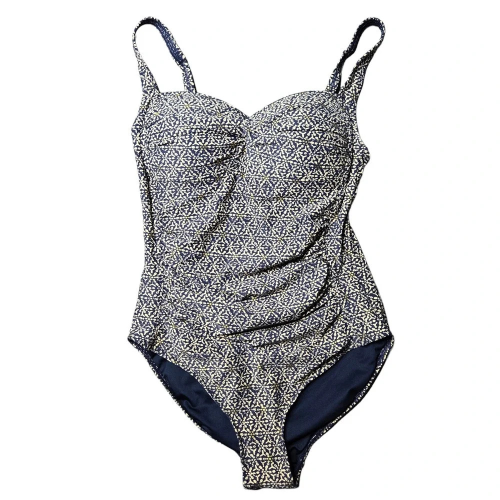Niptuck Swim Ruched Gold/Navy Swimsuit‎
